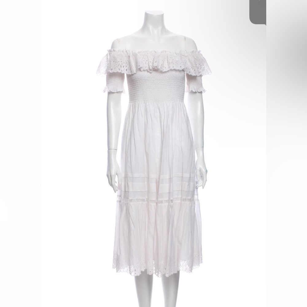 🐚REBECCA TAYLOR🐚Off the Shoulder White Eyelet Sundress. Size 4. OFFERS WELCOME